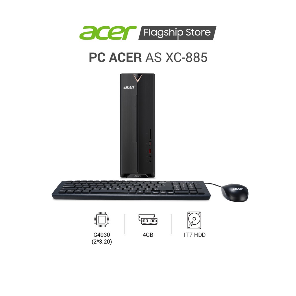 [Mã ELMALL300K giảm 5% đơn 500K] Máy tính để bàn ACER Aspire XC-885 | Celeron G4930 | 4GB DDR4 | 1TB HDD | Endless