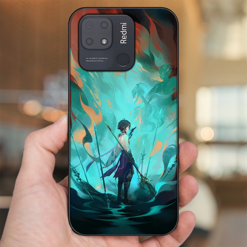 Ốp lưng Xiaomi Redmi 10C viền đen in hình Xiao Genshin Impact