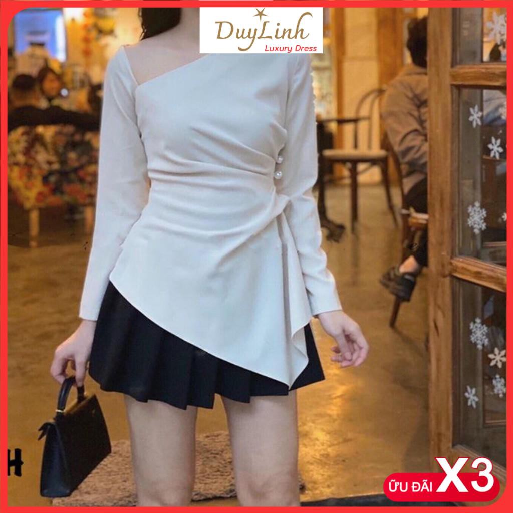 Áo nữ xinh tay phồng kết hạt lệch vai sang chảnh [KÈM ẢNH THẬT]