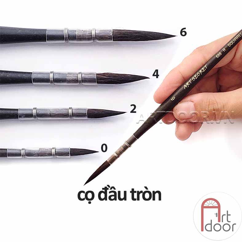 [ARTDOOR] Cọ vẽ màu nước ART SECRET lông Sóc đầu Tròn Dài size 6 (688R)