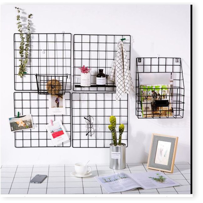 KHUNG lưới SẮT 35x35cm lắp ghép kệ và Khung TRANG TRÍ THÔNG MINH (size 35x35cm)