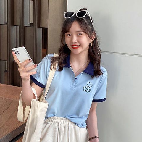 Áo Thun Tay Ngắn Cổ Polo Dáng Rộng Thời Trang Mùa Hè 2022 Cho Nữ