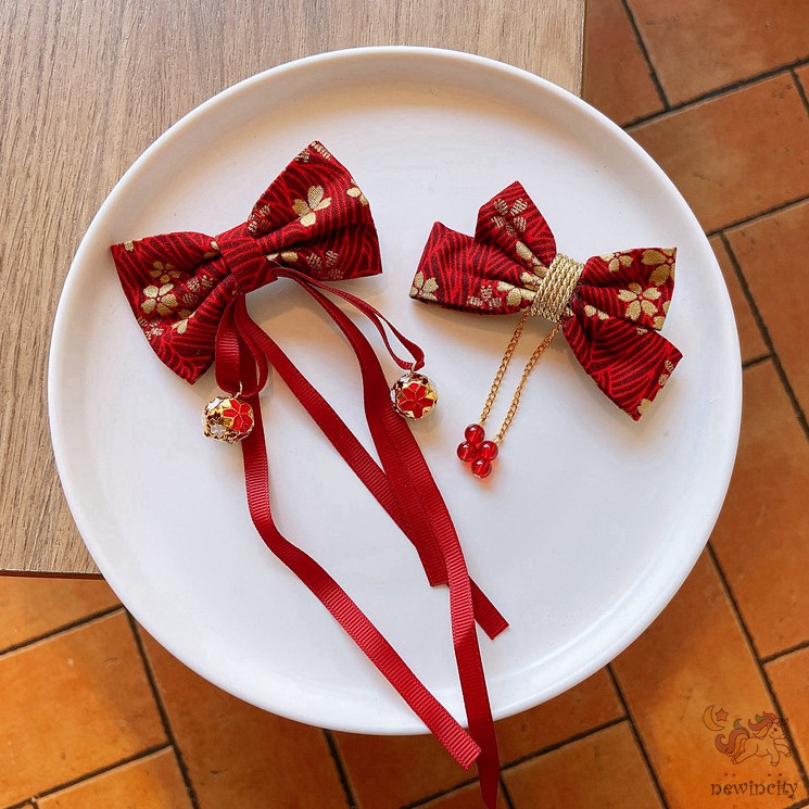 Kẹp Tóc Nơ Đỏ Họa Tiết Nhiều Thiết Kế Xinh Xắn Tùy Chọn Cho Bé Gái