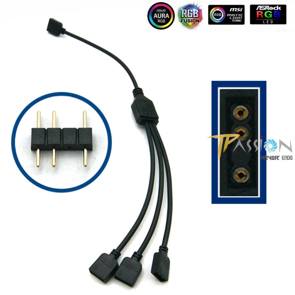 Dây chia cổng ARGB 3Pin 5V từ 1 ra 2, 3, 4,5, 6, 10 cổng, chuyển cổng VDG - Addressable RGB Splitter, cáp chia, bền đẹp