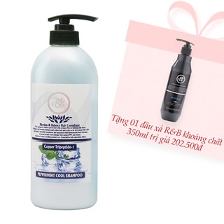 Dầu gội bạc hà R&B Peppermint Cool Shampoo 1000ml (Tặng 1 chai dầu xả R&B khoáng chất 350ml)