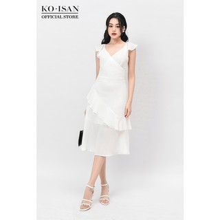 Váy đầm trắng KOISAN thiết kế xòe vạt chéo 21056504