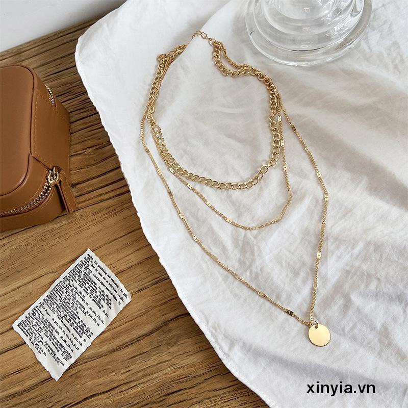 Vòng cổ Dáng Ngắn Nhiều Lớp Đính Đá Pha Lê Nhỏ Cho Nam Và Nữ