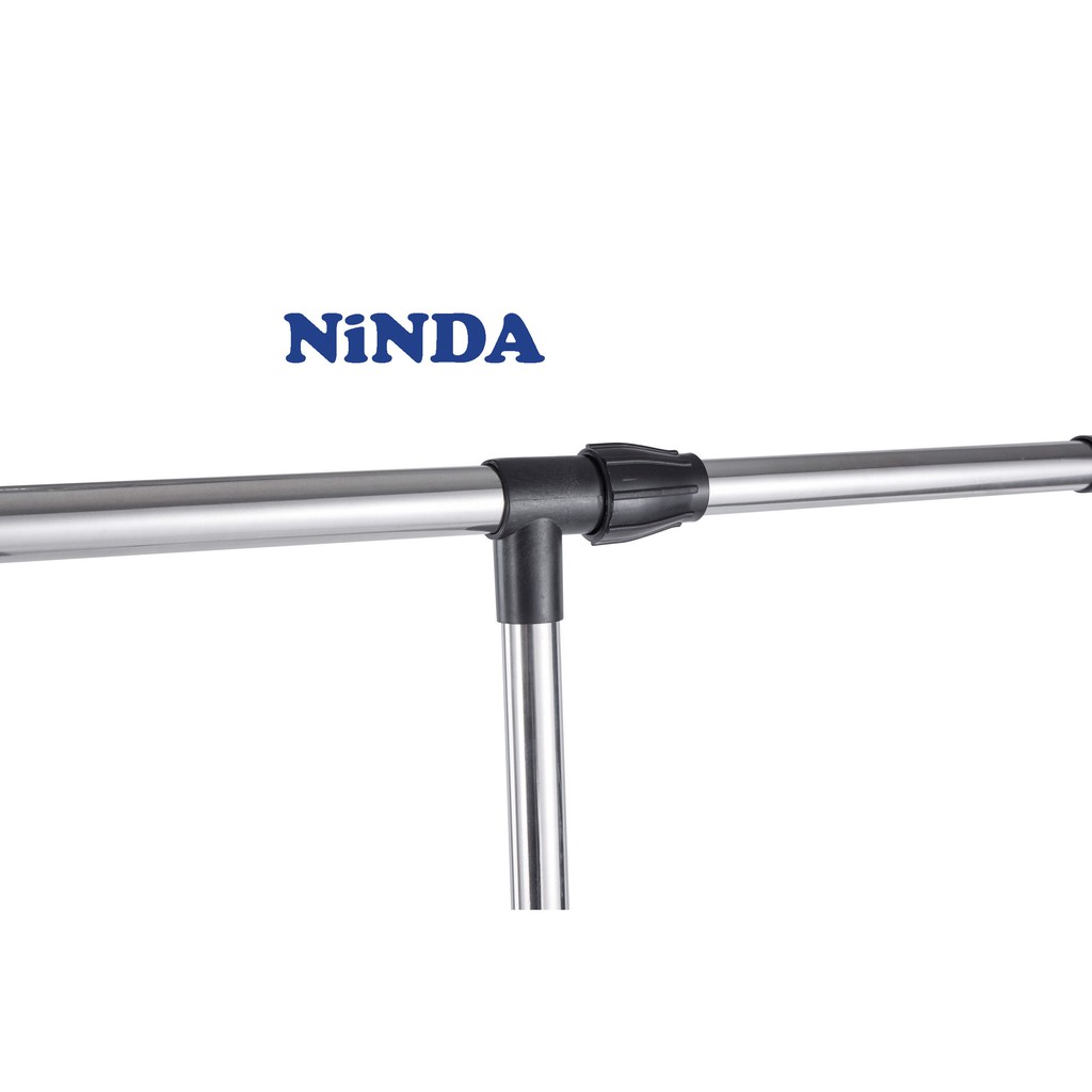 Giá phơi quần áo đơn Inox NiNDA R117 cao cấp có bánh xe