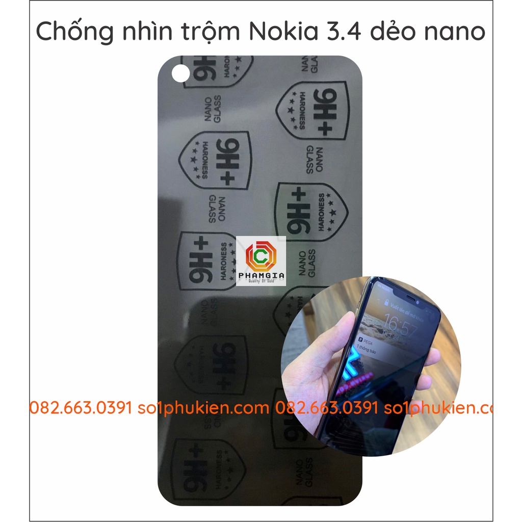 Dán cường lực chống nhìn trộm Nokia 3.4 dẻo siêu bền chống vỡ