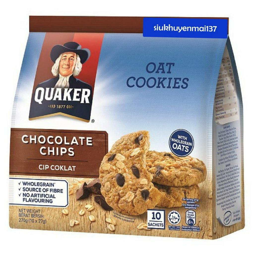 Bánh quy yến mạch quaker socola túi 270 gr date:15_3/24