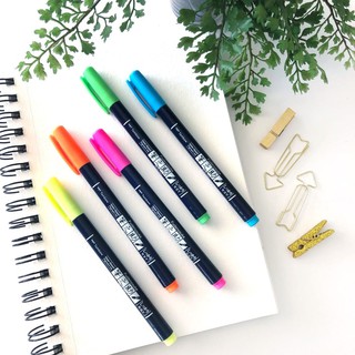 Bộ bút lông Fudenosuke ngồi cứng màu dạ quang