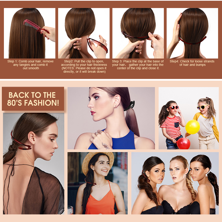 [Women Classics Hair Clincher Comb] [Ladies Banana Hair Clip] [Girls Ponytail Holder][Fashion Styling Hair Accessories]