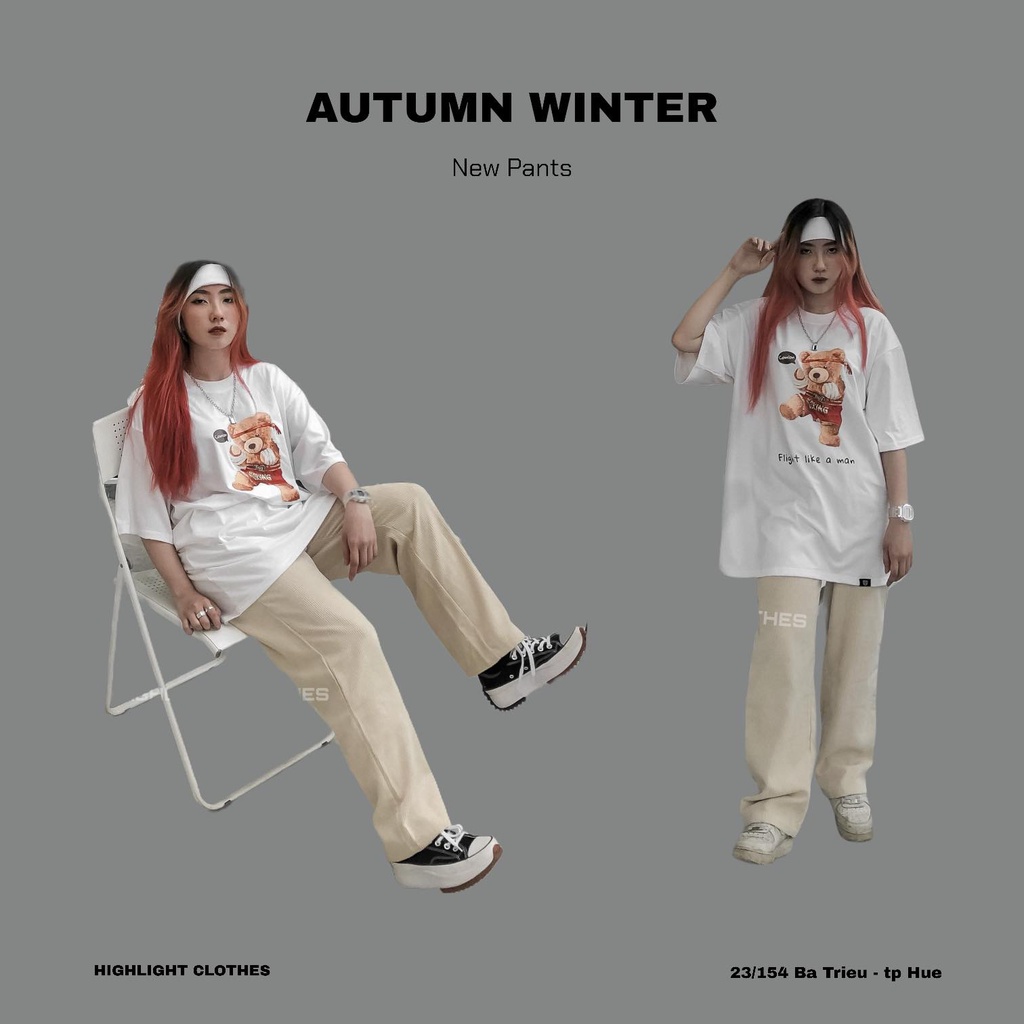 QUẦN SUÔNG VẢI NHUNG GÂN CÓ GÀI LƯNG FORM RỘNG UNISEX
