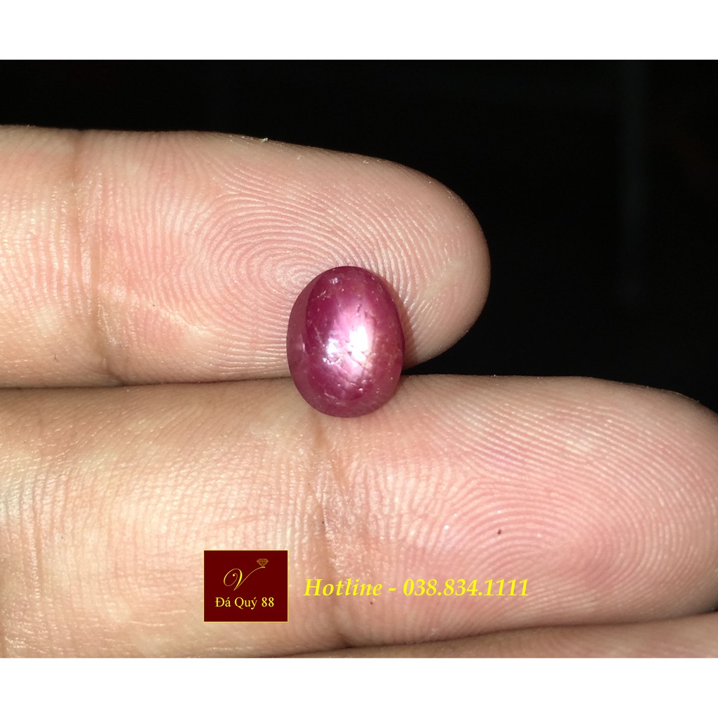 Mặt Đá Ruby Sao Tự Nhiên Đỏ Đậm Size 9mm x 7mm, Mặt Nhẫn, Mặt Dây