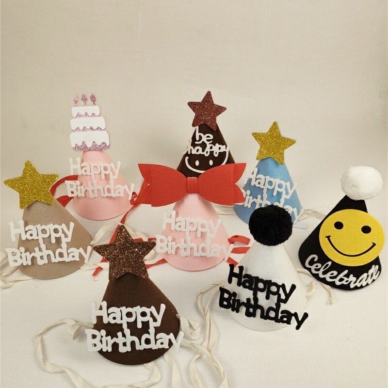 Mũ sinh nhật 3D vải nỉ vải dạ Hàn Quốc