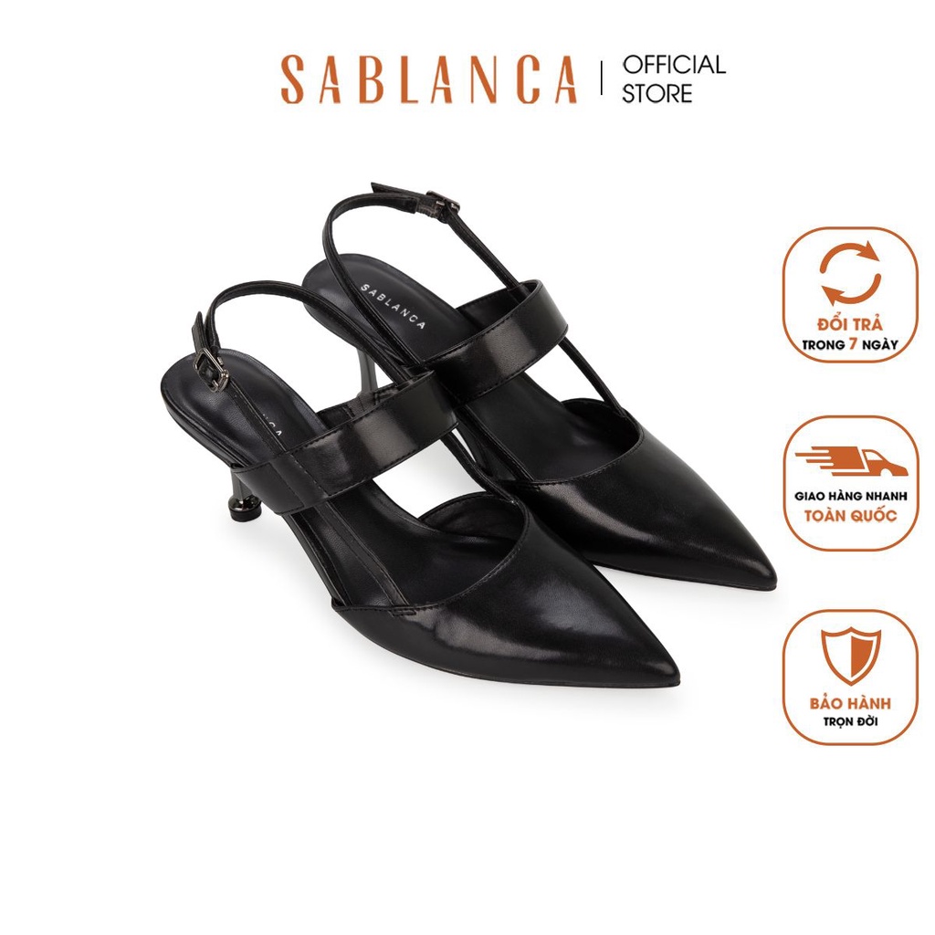 Giày Sandal cao gót nhọn nữ mạ ánh bạc Sablanca SN0158