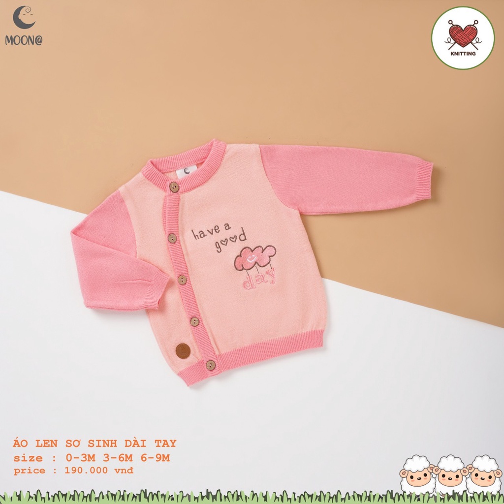 Áo len sơ sinh cài lệch dày ấm MOON cho bé