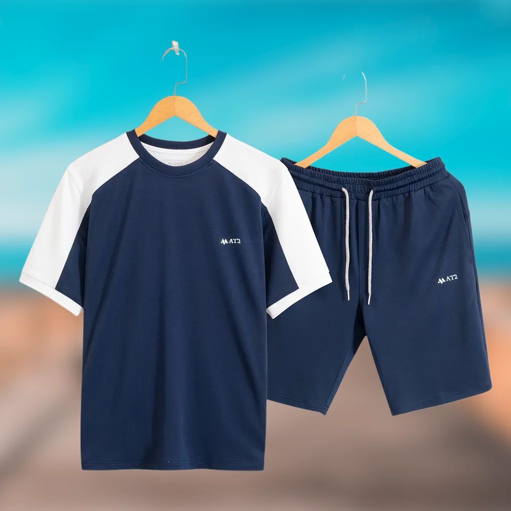 Bộ thể thao nam cộc tay, Đồ bộ nam chất thun lạnh thấm hút mồ hôi co dãn 4 chiều AT2