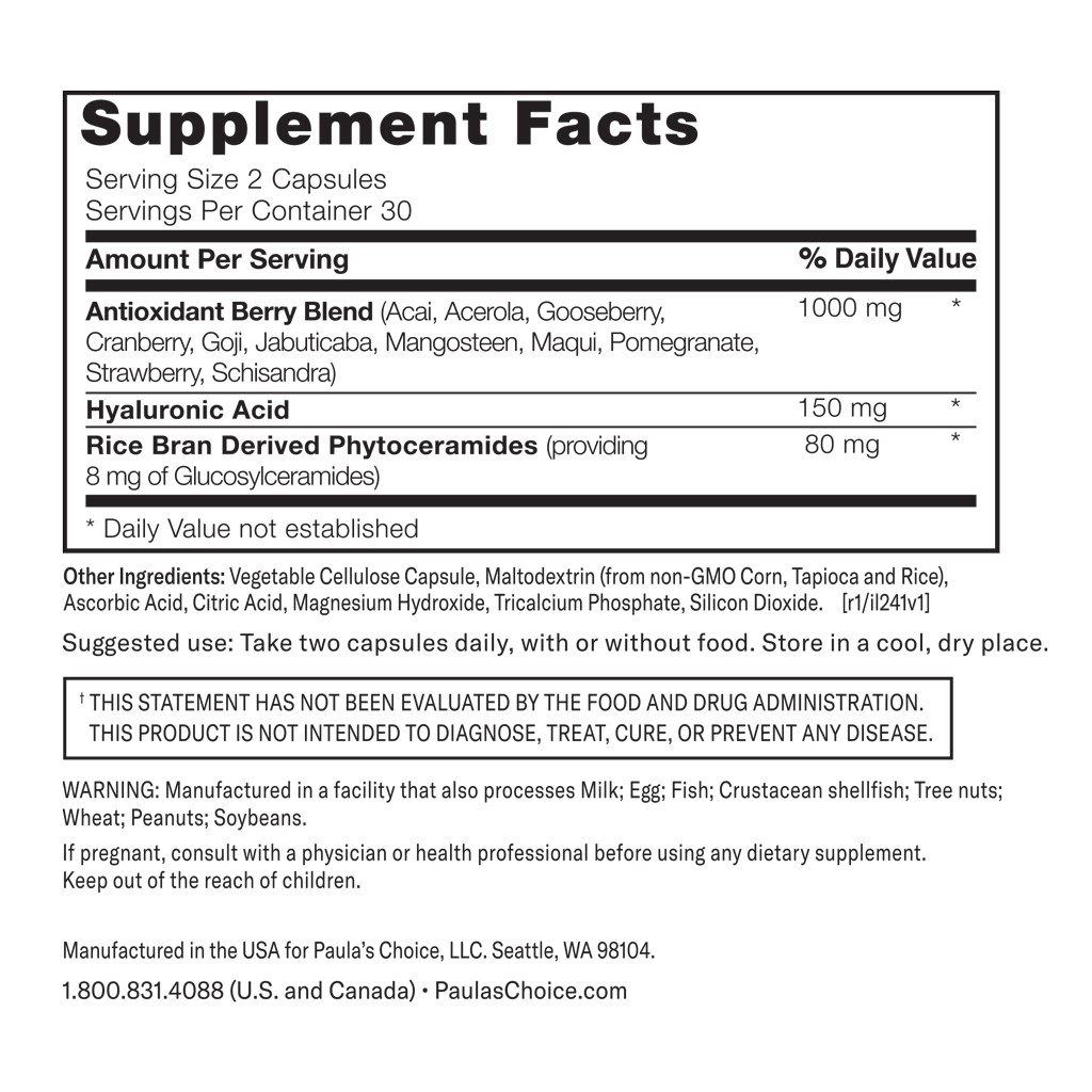 [HB - Gift] Viên uống Paula's Choice Hyaluronic acid + Ceramide Dietary Supplement 60 viên | BigBuy360 - bigbuy360.vn