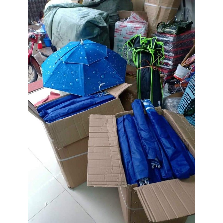 Ô đội đầu 2 tầng che nắng che mưa chất liệu vải siêu giầy chấm thấm nước cao cấp