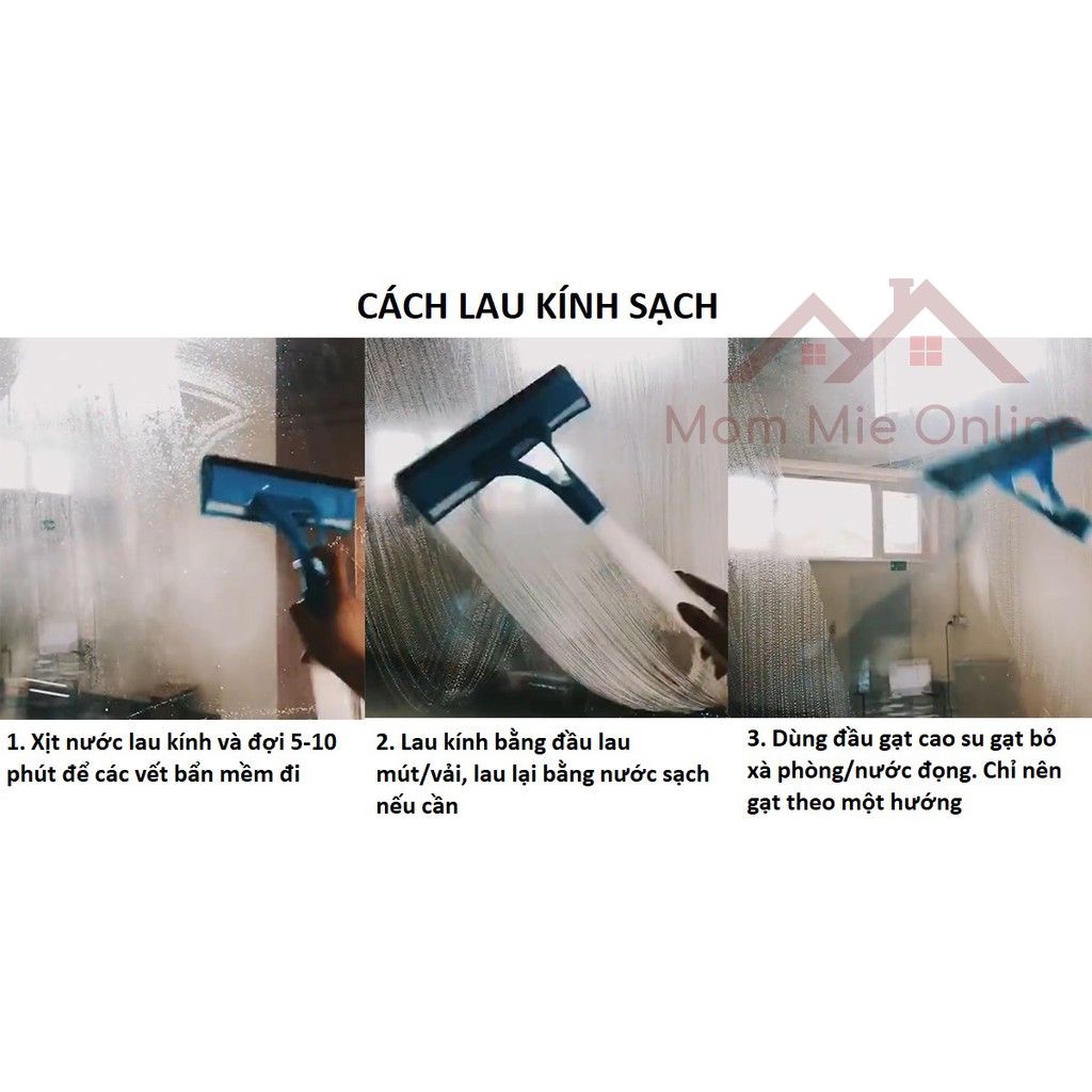 [Cao cấp] Cây lau kính cán dài 1m2 - 1m4, xoay 180 độ, 2 kiểu đầu lau, thép không gỉ, cây lau tường, trần nhà