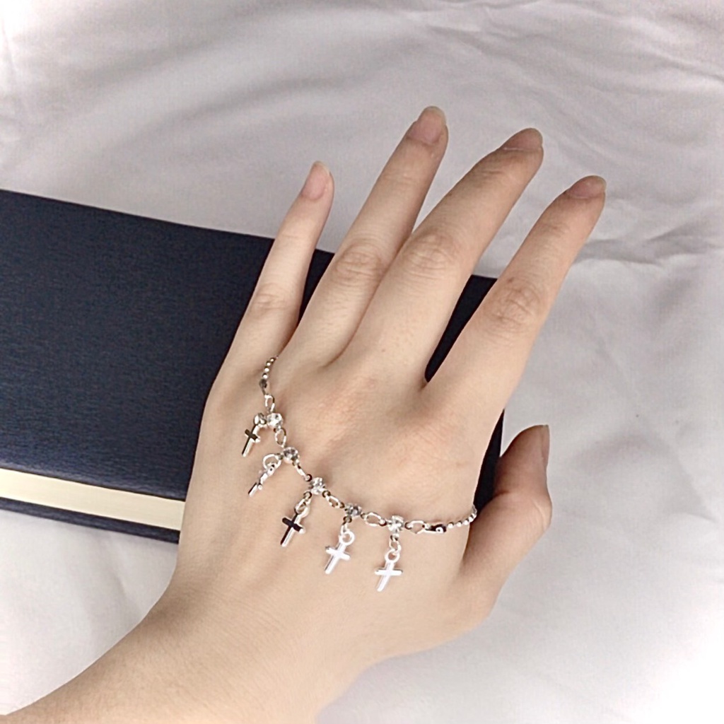 Vòng tay bạc nam nữ lắc tay đôi đẹp unisex chữ thập thời trang hàn quốc Minzu | BigBuy360 - bigbuy360.vn