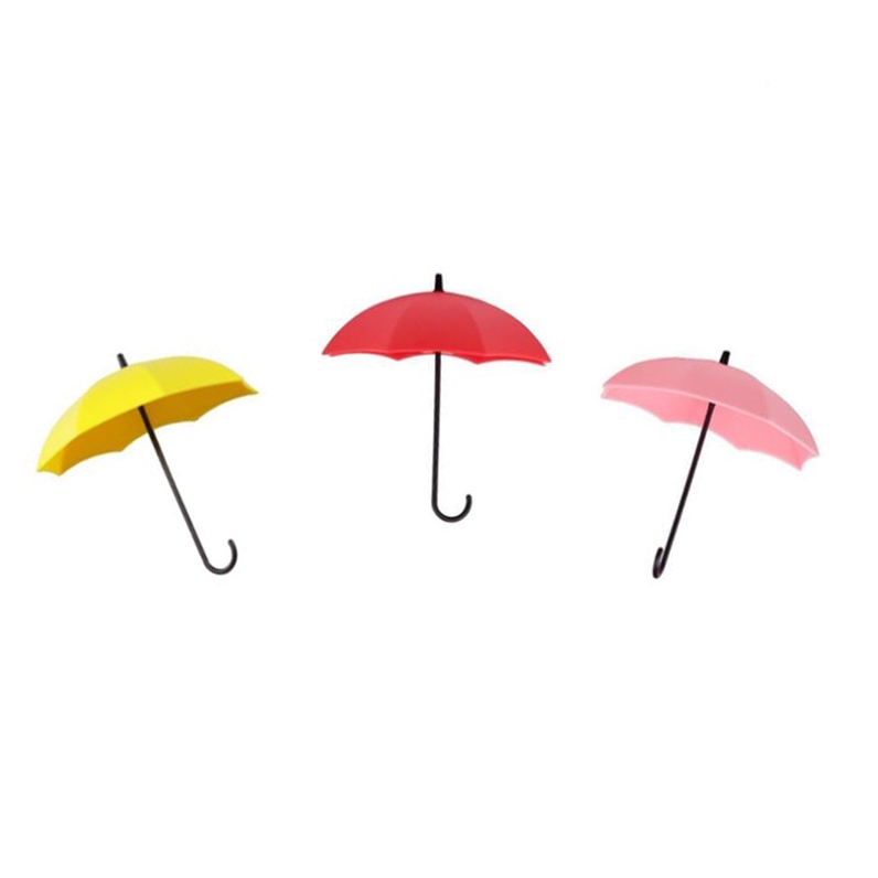 Bộ 3 Móc Treo Đồ Hình Cây Dù Nhiều Màu Giá Đỡ