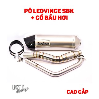 Pô Leovince SBK trắng kèm cổ bầu hơi inox 304 màng lọc tổ ong
