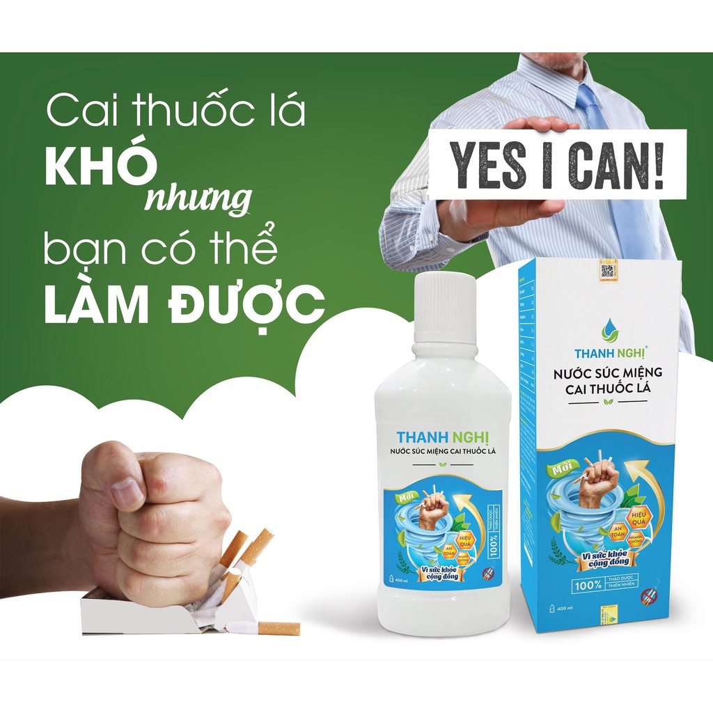 [Giá hủy diệt] Nước súc miệng cai thuốc lá Thanh Nghị - Chai 400ml (1 liệu trình cai dứt điểm)