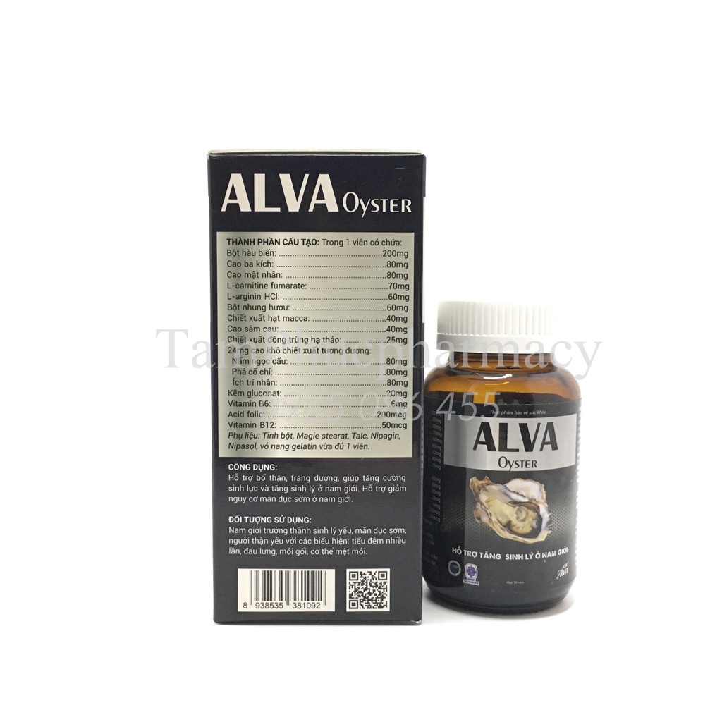 Hàu biển ALVA Oyster- Hỗ trợ tăng cường sinh lý ở nam giới, Giúp bổ thận tráng dương, tăng cường sinh lực - Hộp 30 viên