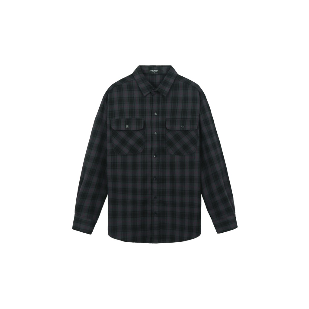 Áo Sơ Mi Flannel Màu Đen Sọc Tím