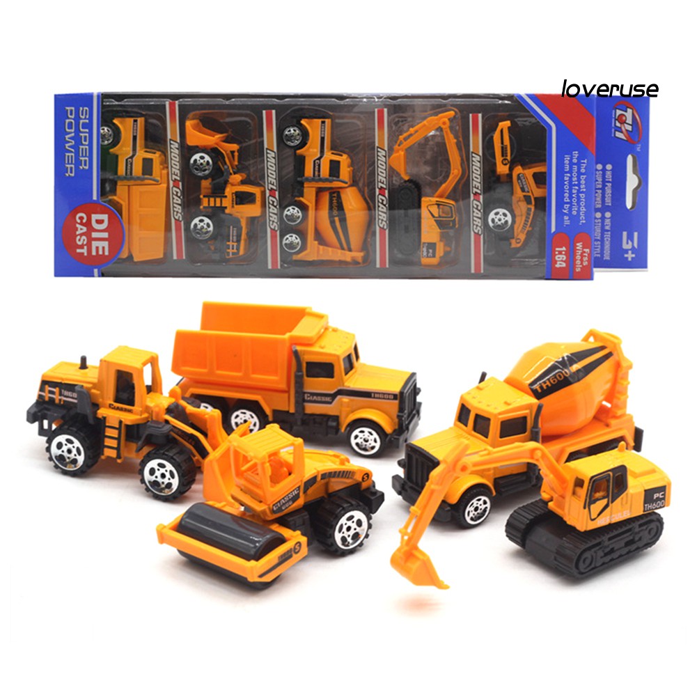 Set 5 Mô Hình Xe Công Trường Đồ Chơi Tỉ Lệ 1 / 64