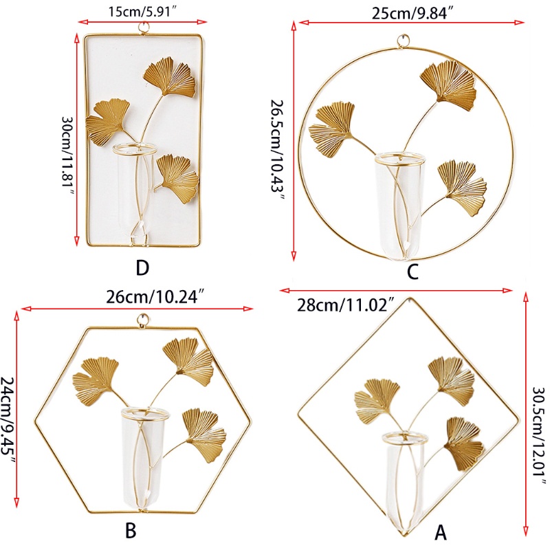 Bình Hoa Thủy Tinh Kèm Giá Đỡ Kim Loại Treo Tường Trang Trí Nội Thất
