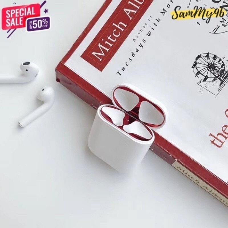 Miếng Dán Bảo Vệ Tai Nghe Airpods Bằng Kim Loại Siêu Mỏng Chống Bụi