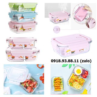 bộ 3 hộp cơm thủy tinh 410ml kèm túi cách nhiệt - bộ 3 hộp cơm thủy tinh