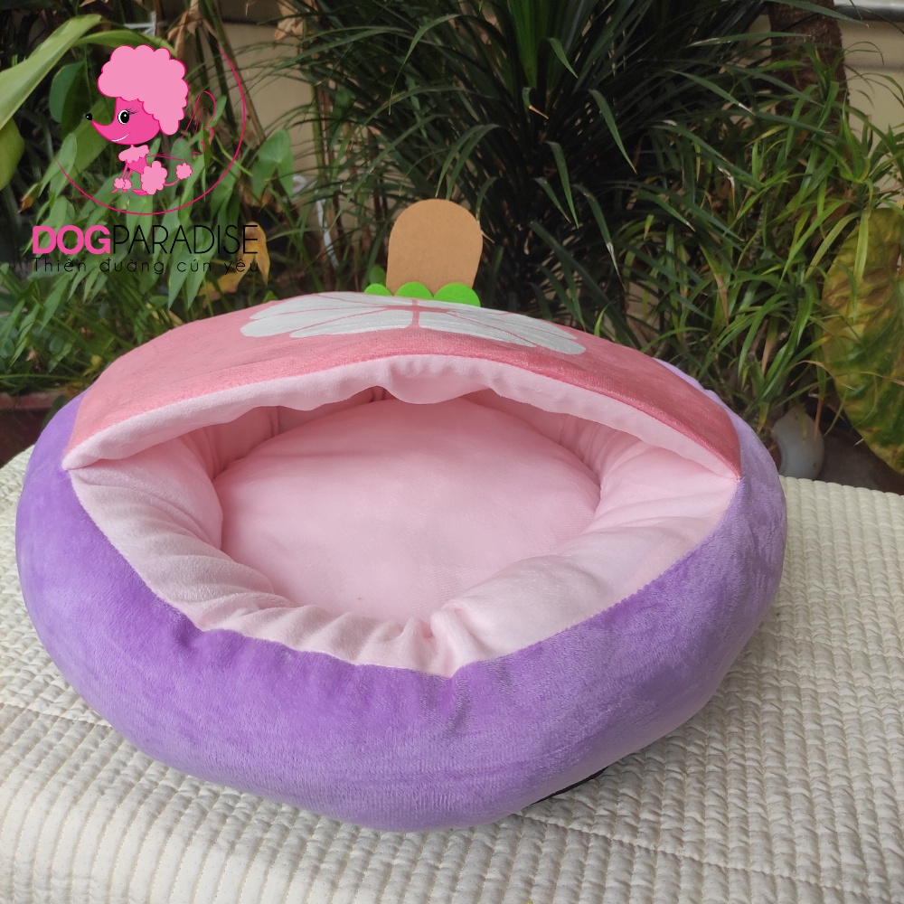 Đệm nằm tròn cho mèo thiết kế hình trái cây dễ thương chất liệu nỉ lông nhồi bông êm ái 50cm - Dog Paradise