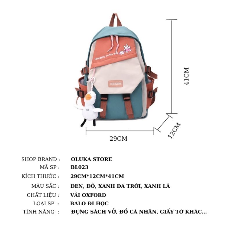 Balo đi học thời trang ulzzang Hàn Quốc cute dễ thương vải Oxford OLUKA STORE BL023