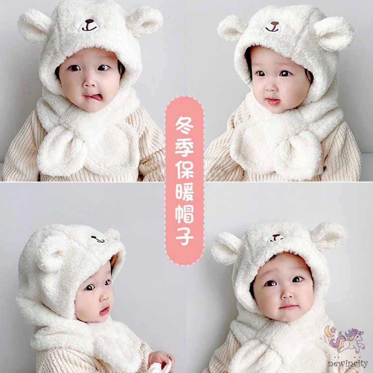 Mũ lông giữ ấm thiết kế tai gấu dễ thương xinh xắn cho bé gái