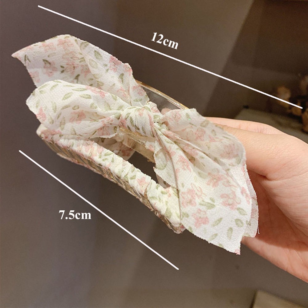 Kẹp Tóc Càng Cua Bằng Acrylic Màu Hồng / Đen / Tím / Vàng Đính Nơ Kiểu Hàn Quốc Xinh Xắn Cho Nữ