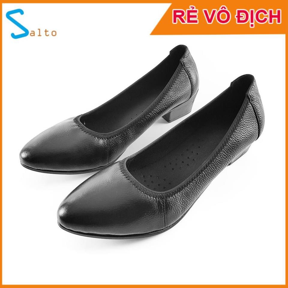 Giày Cao Gót Nữ Đế Vuông Cao 3cm Da Thật Siêu Mềm 3P02ES