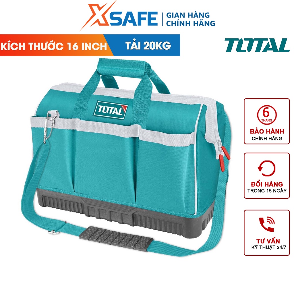 Túi đựng đồ nghề TOTAL THT16162 siêu bền 16 inch đế nhựa đúc, tải 20kg chống nước, chất vải dày dặn - chính hãng