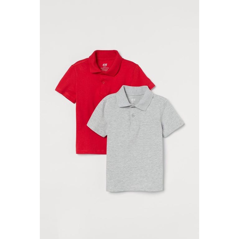 Set 2 áo polo xám đỏ HM H&amp;M_hàng chính hãng authentic