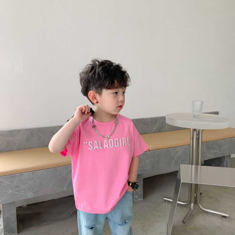 Áo thun cotton ngắn tay dáng rộng thời trang cho bé trai