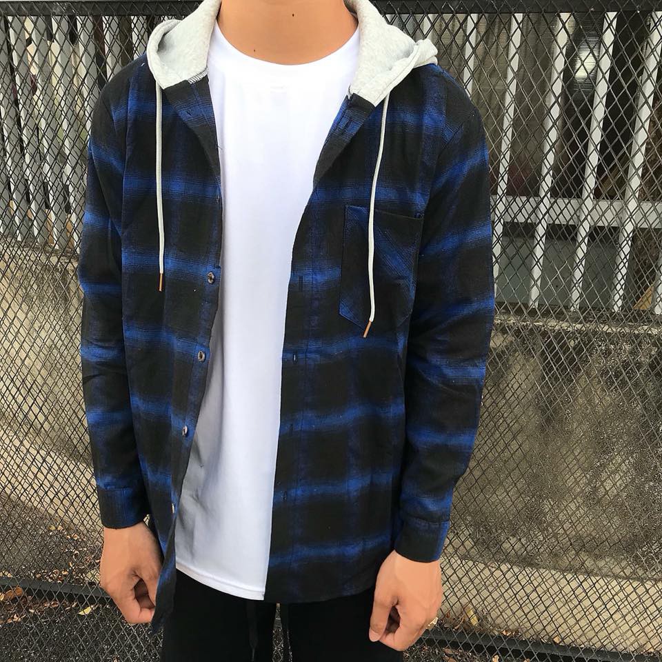 Flannel Nón caro xanh