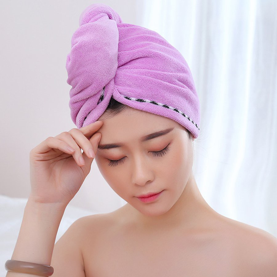 ☎ Hair Drying Cap Microfiber Quick-drying Water Absorbent Triangle Shower Cap Lace Long Hat Hair Drying Cap