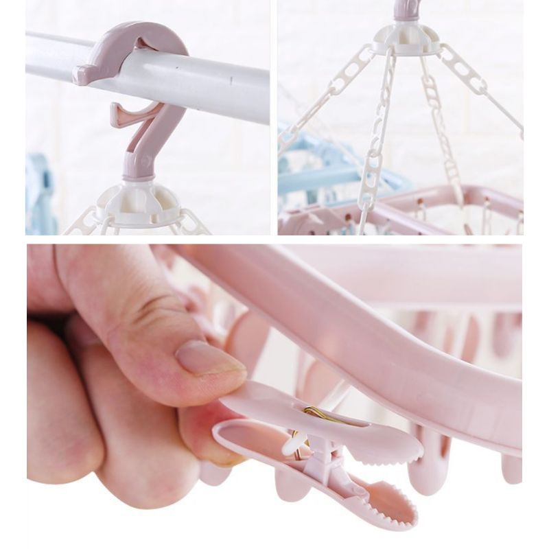 Dây Phơi Quần Áo / Đồ Lót 32 Kẹp Có Thể Gấp Gọn Tiện Dụng