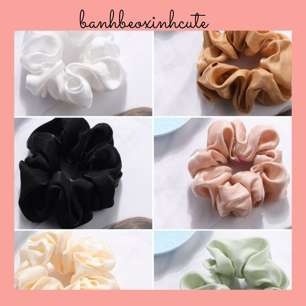 Scrunchies dây buộc tóc vải lụa nhũ