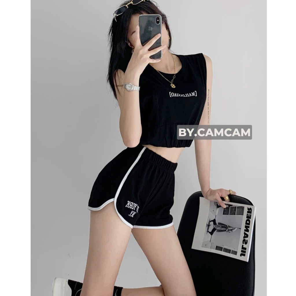Quần Đùi Thể Thao Có Viền Thêu Chữ Phong Cách Mỹ, Quần Short Mẫu Mới 2022 Bycamcam