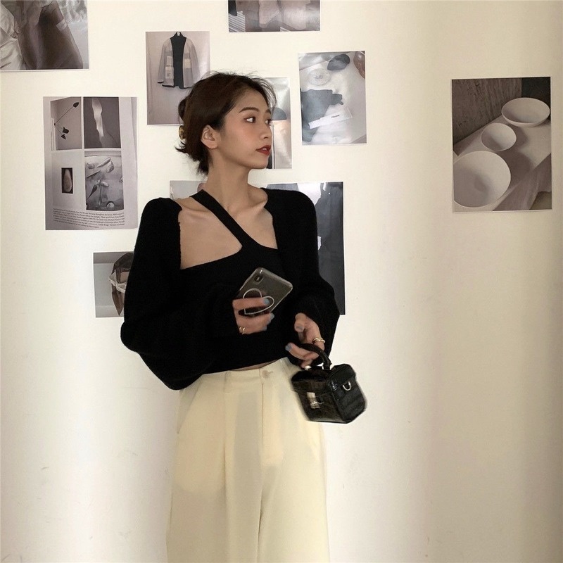 Áo khoác Cardigan dệt kim tay dài dáng rộng thời trang mùa thu cho nữ