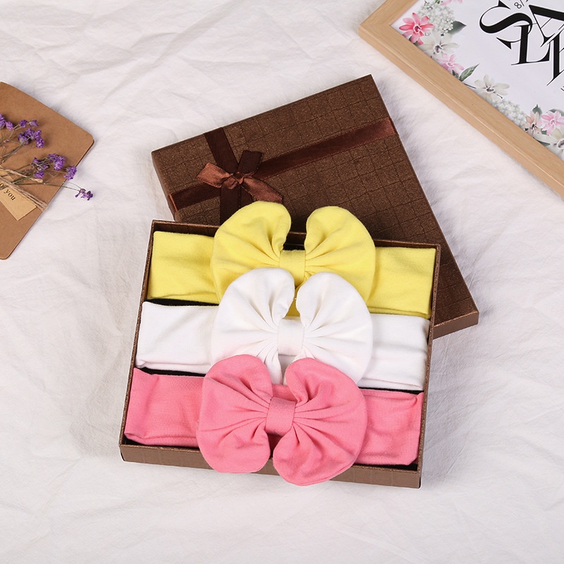 Set 3 Băng Đô Cotton Mềm Mại Đính Hoa Cho Bé Gái